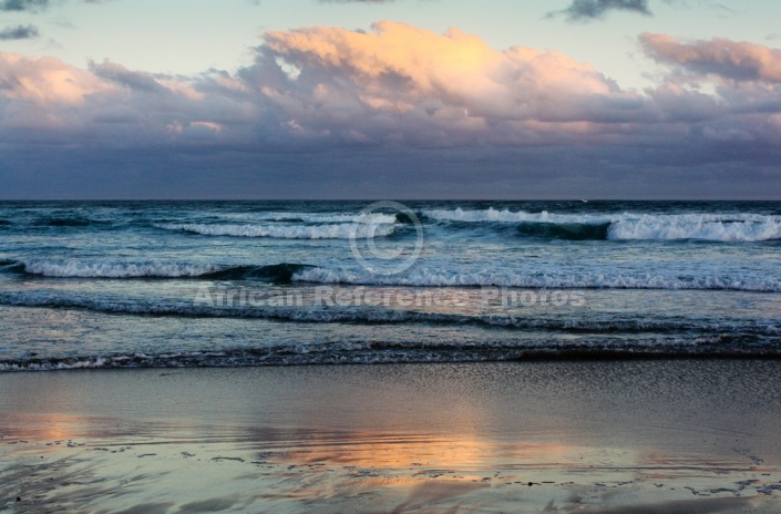 Seascape with Setting Sun Reflections